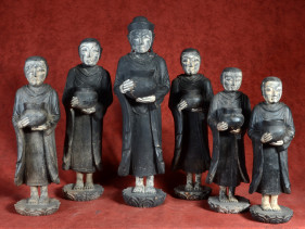 Boeddha met vijf volgelingen Arakan stijl