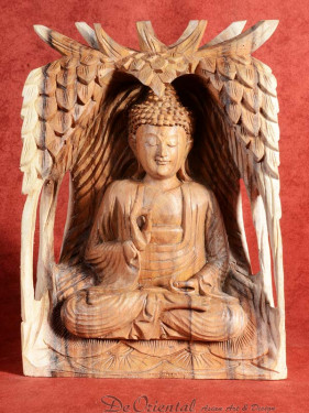 Decoratief Houtsnijwerk van Boeddha in Vitakarka mudra