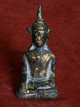 Antiek bronzen Boeddhabeeldje uit Laos