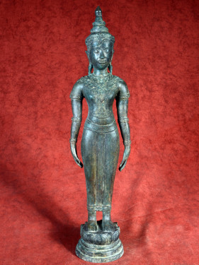 Staande Khmer Boeddha Brons.