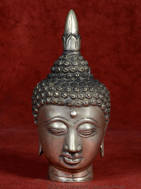 Hoofd van Boeddha brons vernikkeld