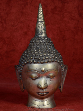 Hoofd van Boeddha brons vernikkeld