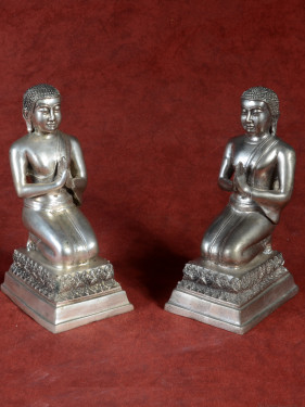 Set van monniken - adoranten brons vernikkeld