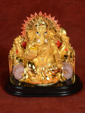 Gouden Ganesha Beeldje Luxe Zitpose in Polyresin