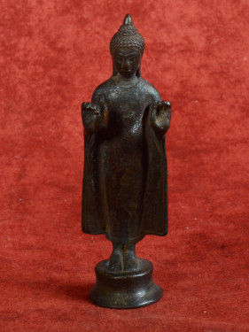 Maandag Boeddha oud beeldje brons miniatuur Thailand