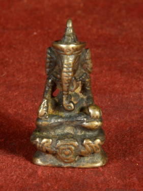 Bronzen Ganesha miniatuur in meditatiehouding