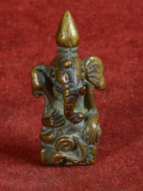 Antiek Ganesha miniatuurbeeldje in brons – Indiaas ontwerp