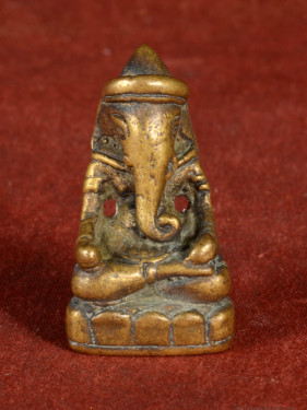 Ganesha miniatuur in meditatiehouding – brons