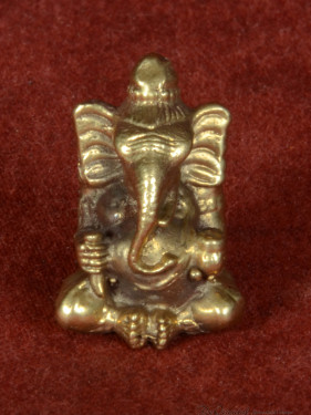Miniatuur Ganesha – zittende vorm in brons