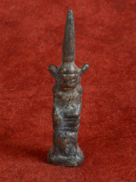 Laos Lhan-Chang Boeddha met hoge kroon – Samrid brons