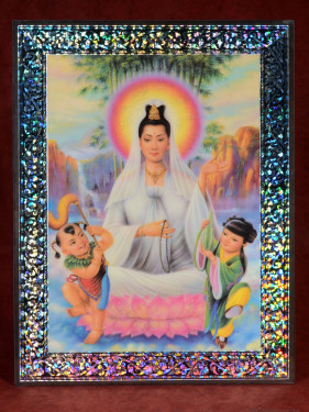Afbeelding Guan Yin met kinderen Chinese Boeddhistische kunst