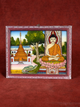 Reverse glas schilderij Thaise dierenriem Slang handgeschilderd