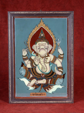 Reverse glass art Ganesha Thaise Boeddhistische kunst