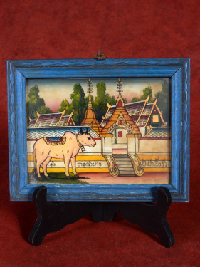 Reverse glas schilderij Thaise dierenriem Os handgeschilderd