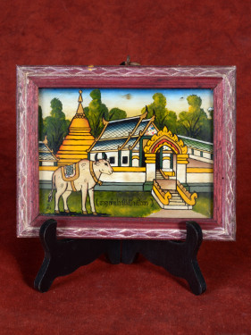 Reverse glas schilderij Thaise dierenriem Os handgeschilderd