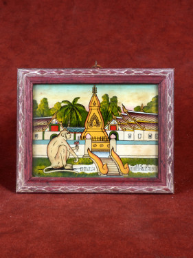 Reverse glas schilderij Thaise dierenriem Aap handgeschilderd