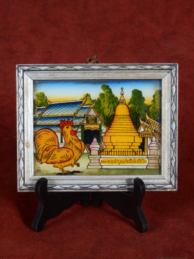 Reverse glas schilderij Thaise dierenriem Haan handgeschilderd