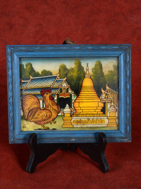 Reverse glas schilderij Thaise dierenriem Haan handgeschilderd