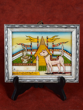 Reverse glas schilderij Thaise dierenriem Hond handgeschilderd