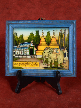 Reverse glas schilderij Thaise dierenriem Olifant handgeschilderd