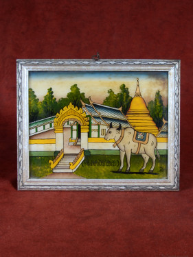 Reverse glas schilderij Thaise dierenriem Os handgeschilderd