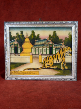 Reverse glas schilderij Thaise dierenriem Tijger handgeschilderd