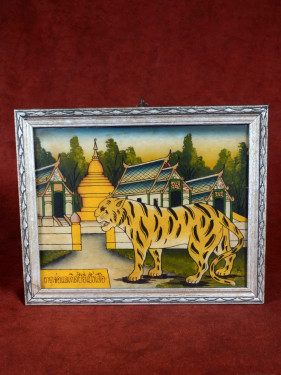 Reverse glas schilderij Thaise dierenriem Tijger handgeschilderd