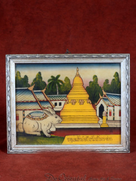 Reverse glas schilderij Thaise dierenriem Konijn handgeschilderd