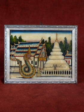 Reverse glas schilderij Thaise dierenriem Draak handgeschilderd