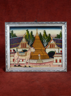 Reverse glas schilderij Thaise dierenriem Geit handgeschilderd
