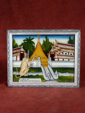 Reverse glas schilderij Thaise dierenriem Aap handgeschilderd