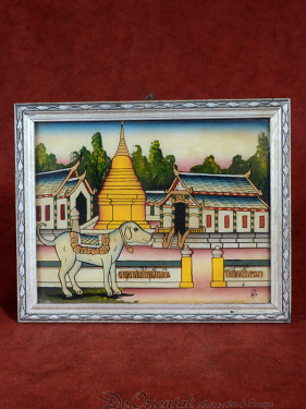 Reverse glas schilderij Thaise dierenriem Hond handgeschilderd