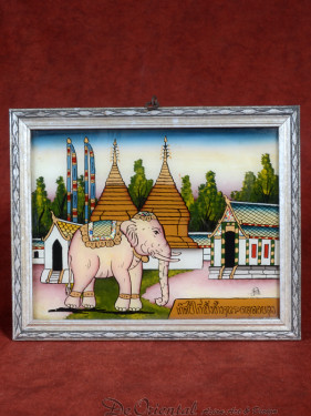 Reverse glas schilderij Thaise dierenriem Olifant handgeschilderd
