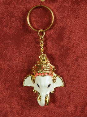 Gouden Sleutelhanger Met Ganesha Olifantenhoofd Oranje