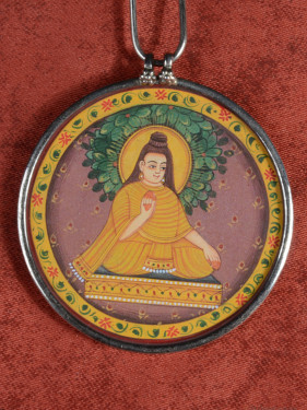 Boeddha Hanger Zilver Glas Handgeschilderd