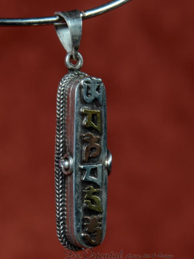 Tibetaanse zilveren gau hanger Om Mani Padme Hum