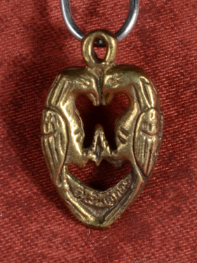 Brons hanger dubbele vogels hartvorm ontwerp