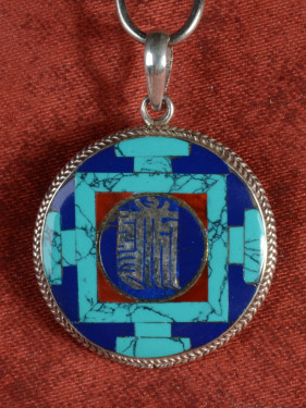 Mandala Hanger – 925 Zilver Turkoois Jaspis Lapis