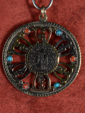 Tibetaanse Messing Hanger Met Edelsteen Inleg