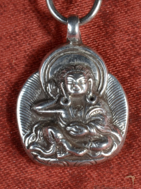 Tibetaanse hanger 925 zilver Milarepa figuur en mantra