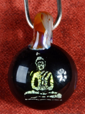 Boeddha Hanger – Blauw Glas Met Gouden Gravure