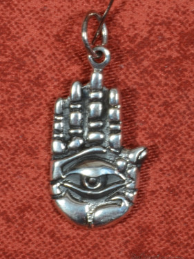 Zilveren beschermhand met oog, zilver