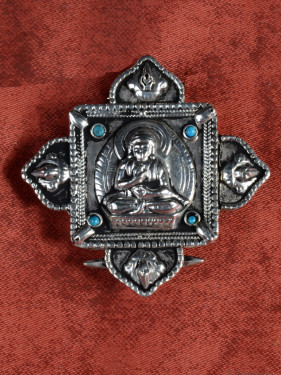Tibetaanse gau hanger 925 verzilvered Boeddha en turquoise