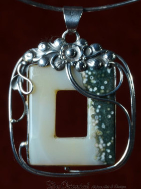 Mosagaat Hanger Zilver Bloemmotief Handgemaakt