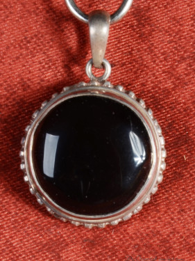 Zilveren Hanger Ronde Onyx Cabochon 925