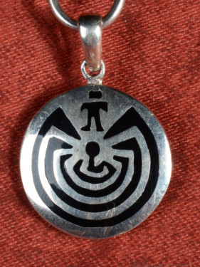 Hanger 925 Zilver Labyrint met Onyx Inlay