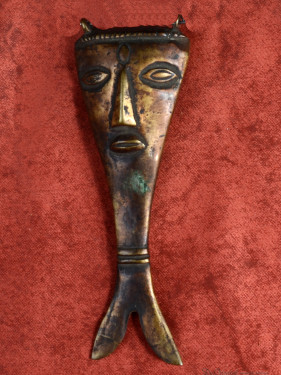 Tribal bronzen hanger gezicht Nagaland