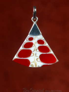 Hanger schelp rood in zilver