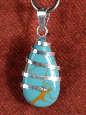 Hanger 925 zilver met turquoise druppel