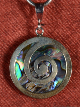 Zilveren Hanger Paua Schelp en Spiraalmotief